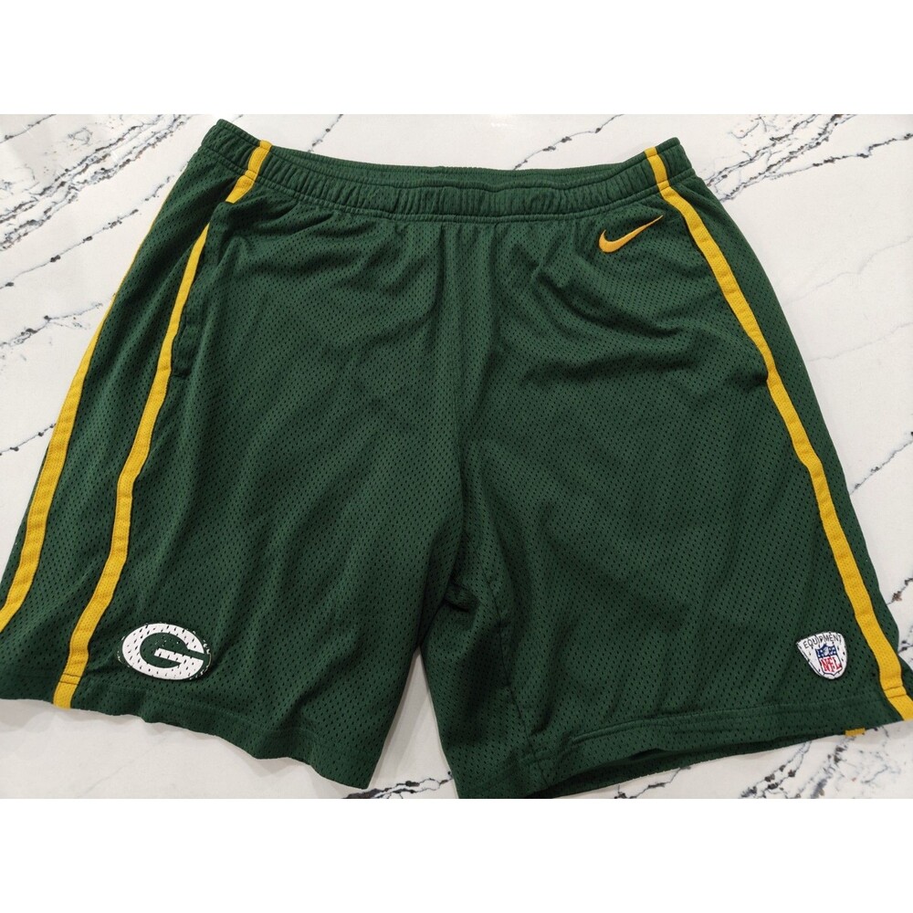 Nike Green Bay Packers Shorts Mens Large Green On Field Dri Fit Athletic Stretch